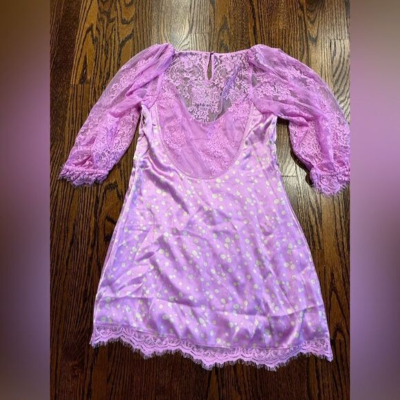 Free People Small About That Mini Dress At In Iris Combo Lilac MSRP $168 - Picture 6 of 7